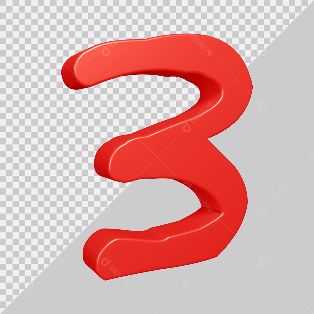 Elemento 3D Para Composição Número 3 Vermelha PSD