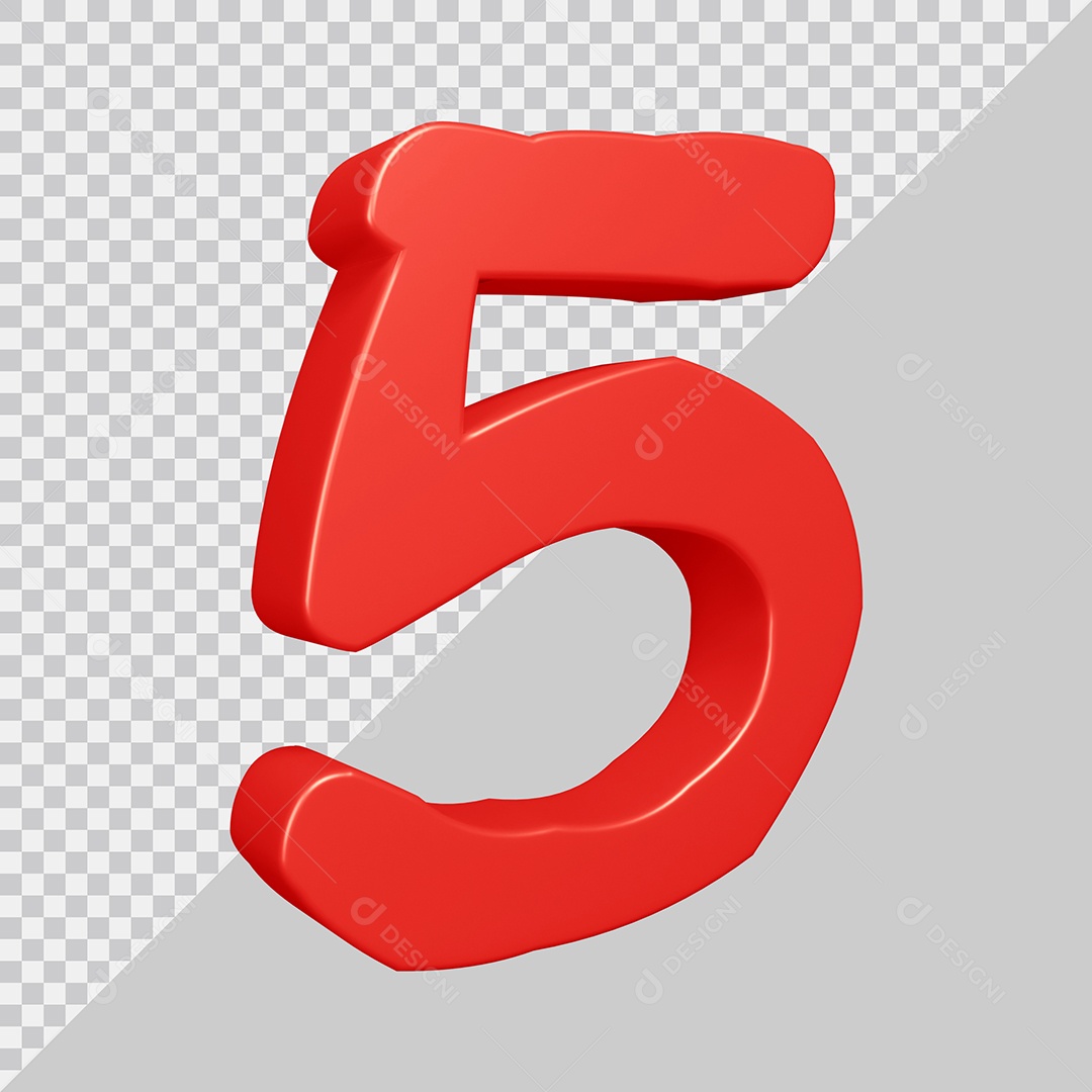Elemento 3D Para Composição Número 5 Vermelha PSD