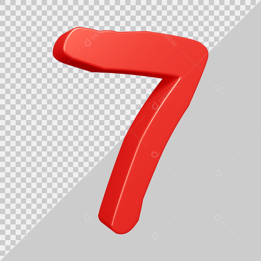 Elemento 3D Para Composição Número 7 Vermelha PSD