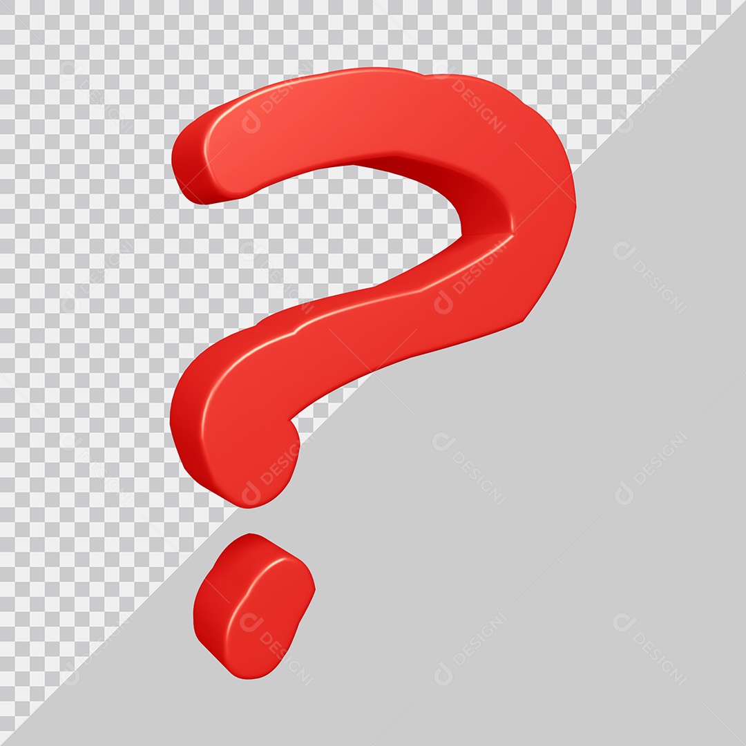 Elemento 3D Para Composição Símbolo de ponto de interrogação Vermelha PSD