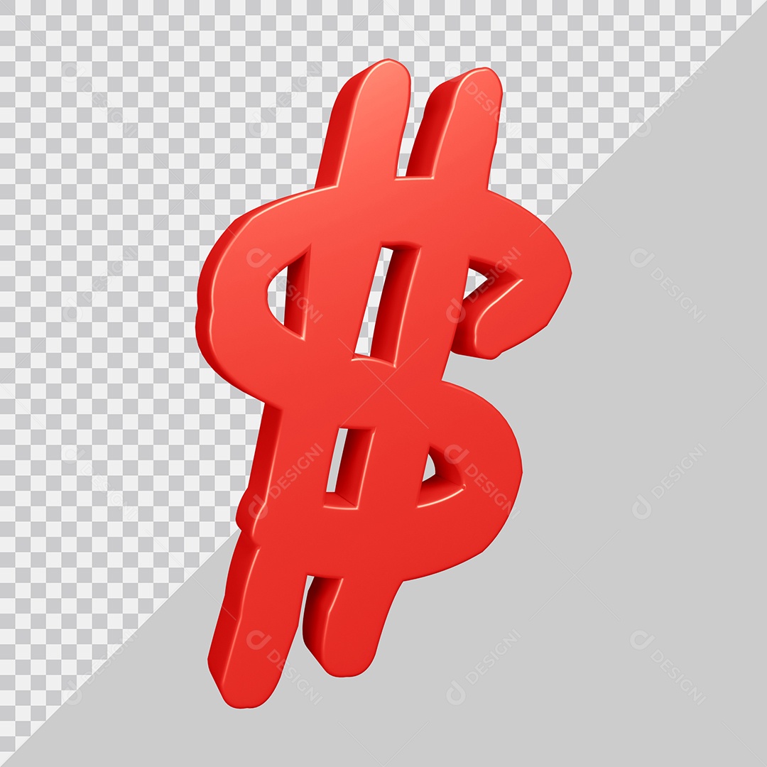 Elemento 3D Para Composição Símbolo do dólar $ Vermelha PSD