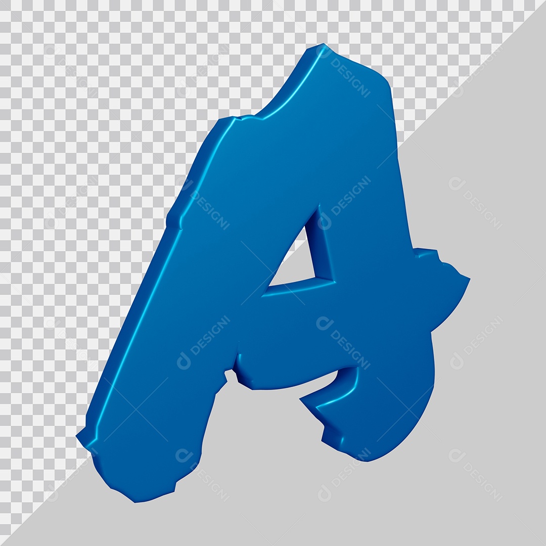 Elemento 3D Para Composição Letra A Azul PSD