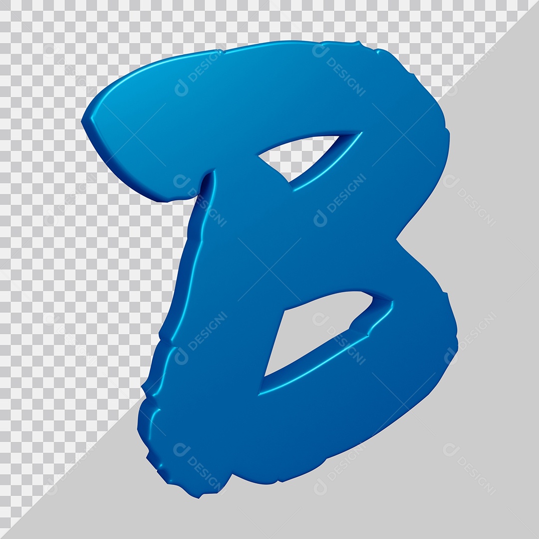 Elemento 3D Para Composição Letra B Azul PSD