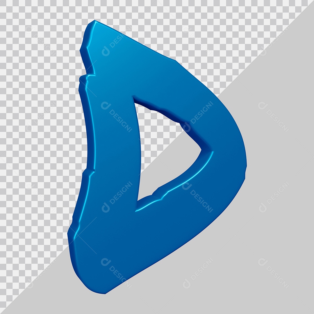 Elemento 3D Para Composição Letra D Azul PSD