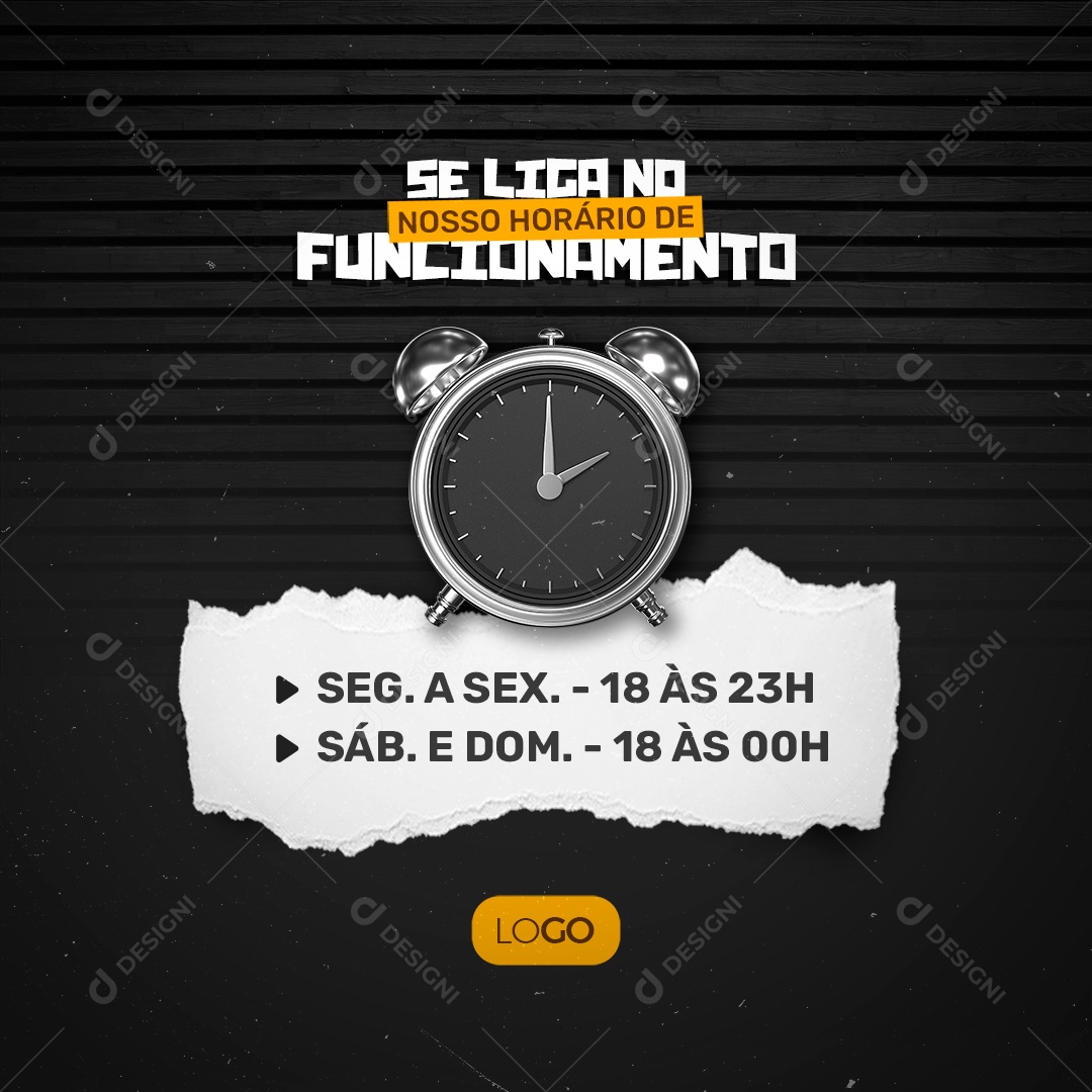 Nosso Horário de Funcionamento Hamburgueria Burguer Social Media PSD Editável