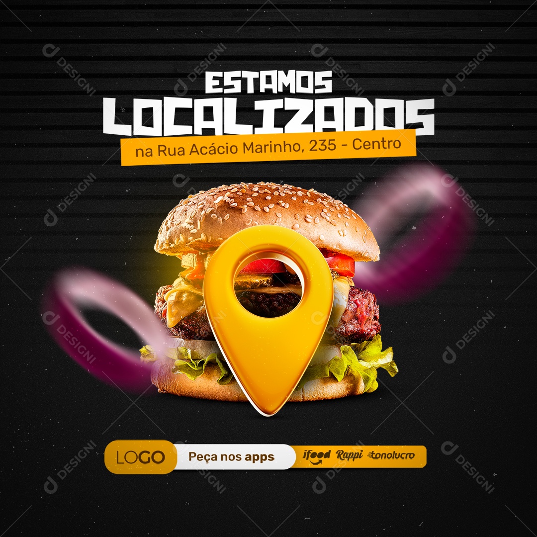 Hambúrgueria Burguer Localização Endereço Social Media  PSD Editável