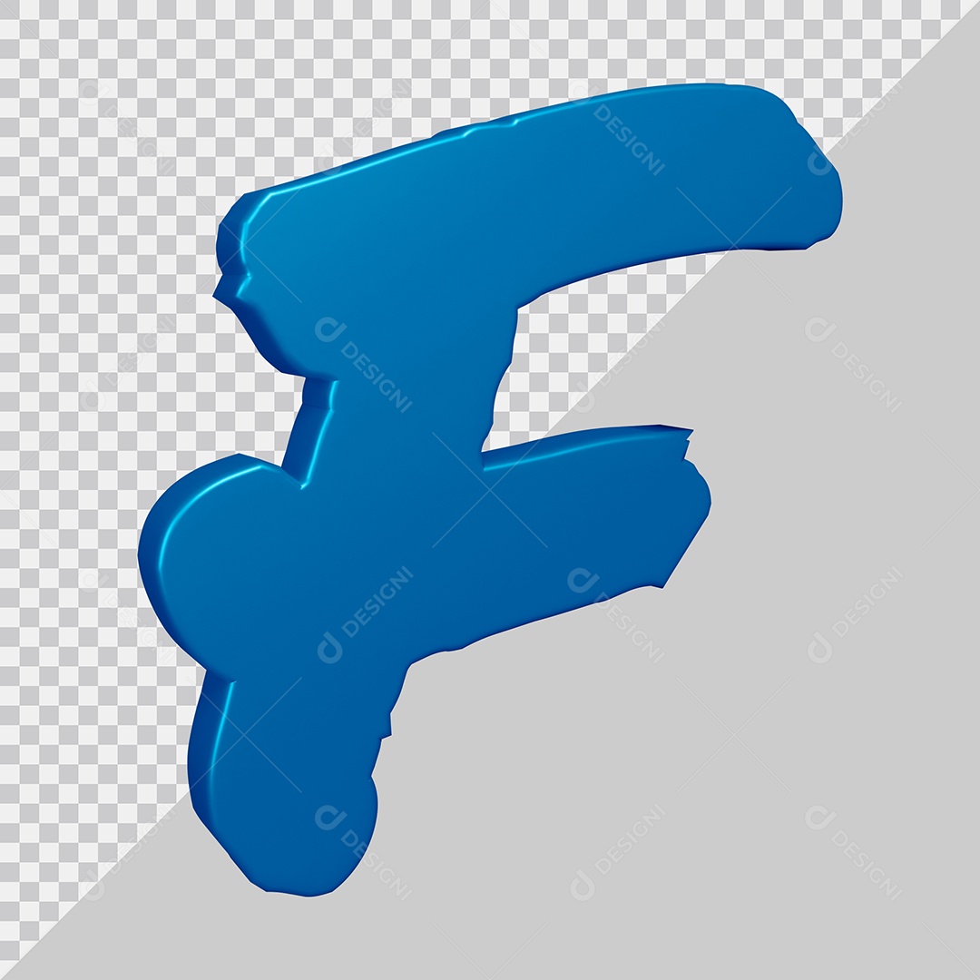 Elemento 3D Para Composição Letra F Azul PSD