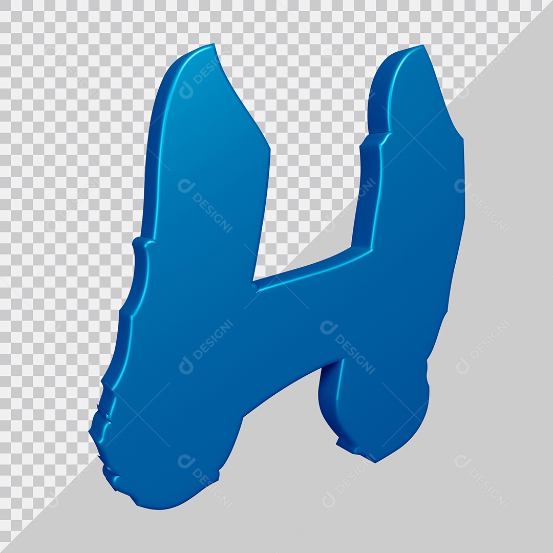 Elemento 3D Para Composição Letra H Azul PSD