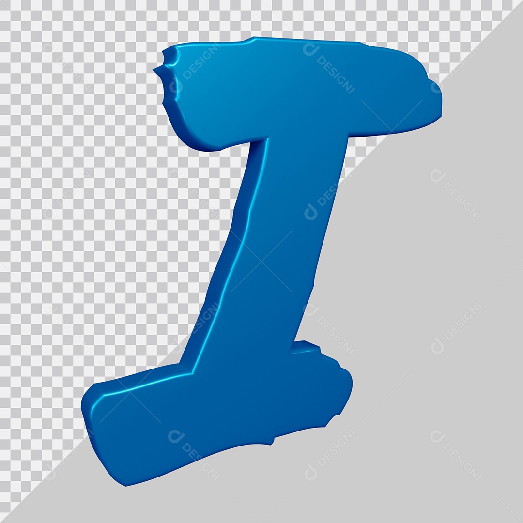 Elemento 3D Para Composição Letra I Azul PSD