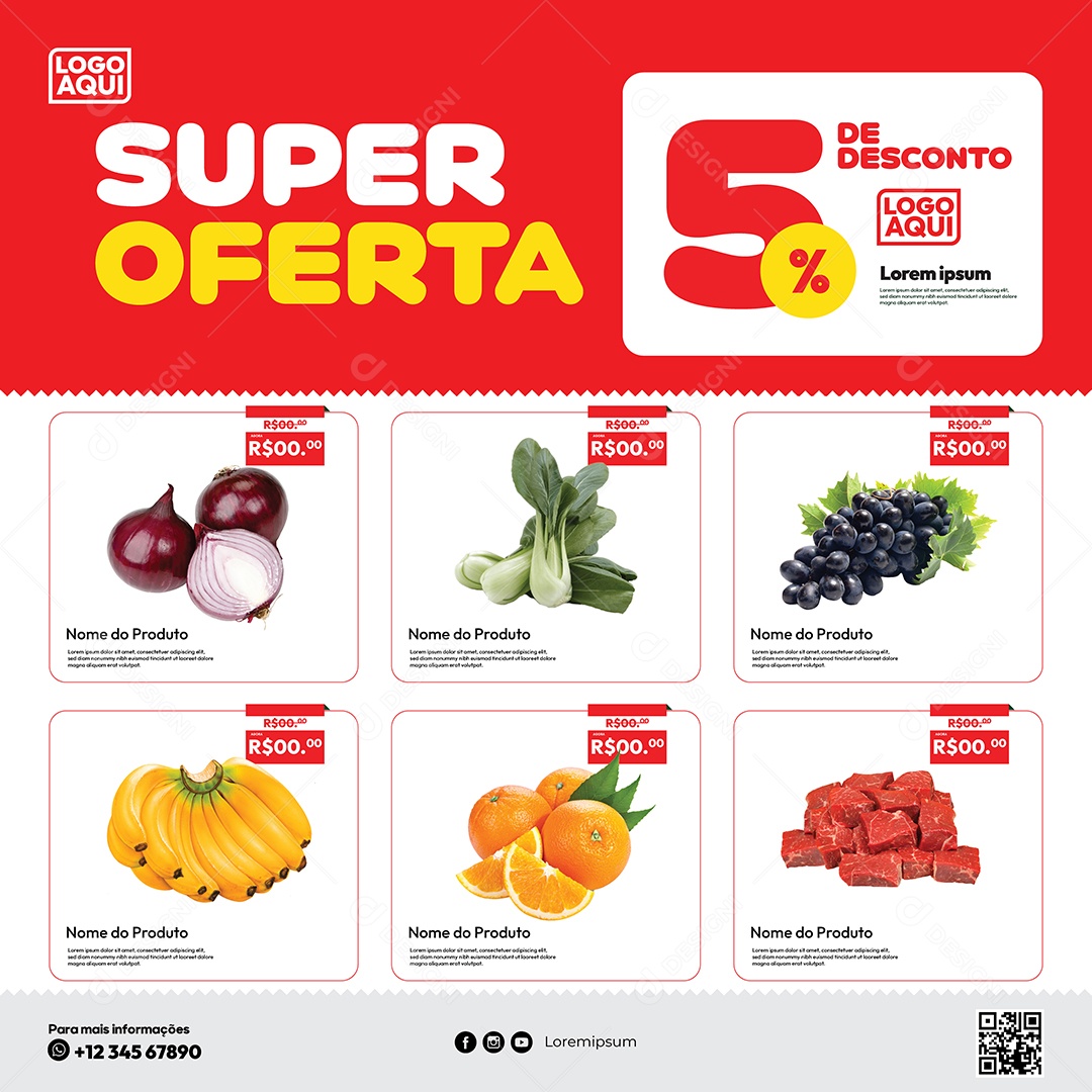 Social Media Template Supermercado Super Oferta EPS Editável