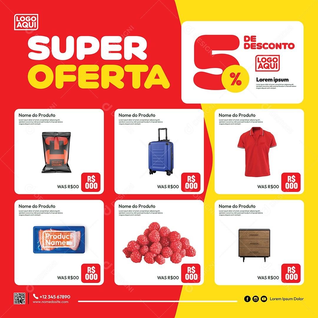 Social Media Template Supermercado Super Oferta EPS Editável