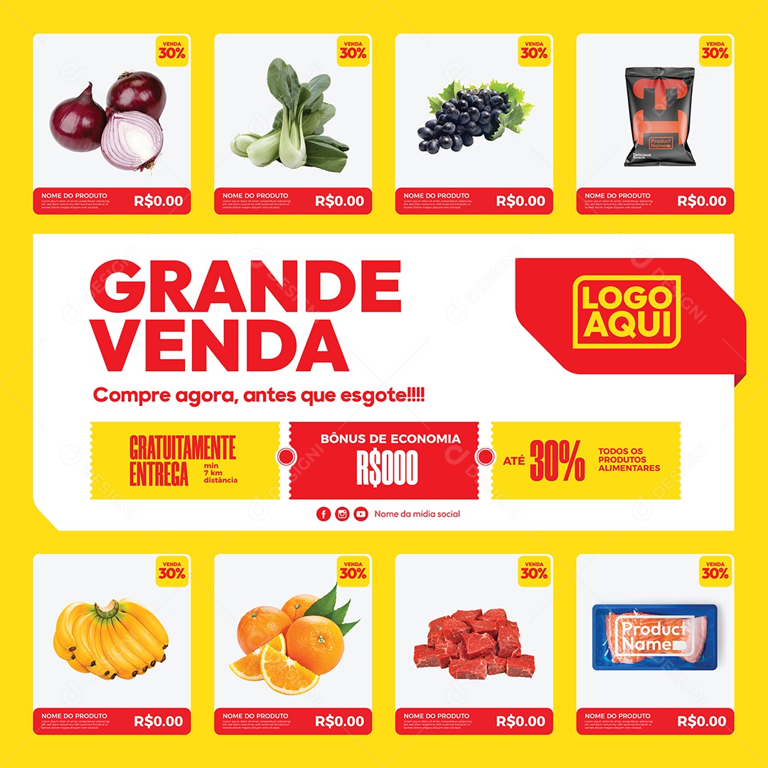 Social Media Template Supermercado Grande Venda EPS Editável
