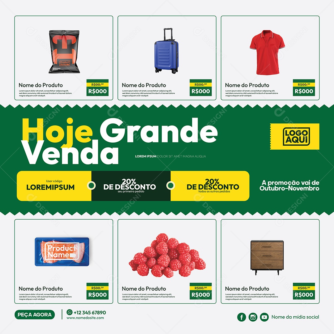 Social Media Template Supermercado Hoje Grande Venda EPS Editável