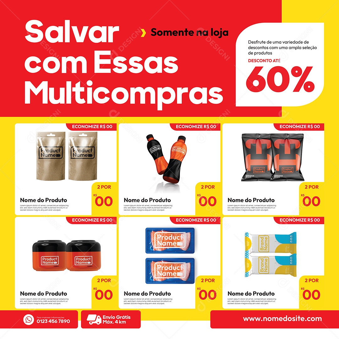 Social Media Template Supermarket Save With These Multipurchases Editable EPS