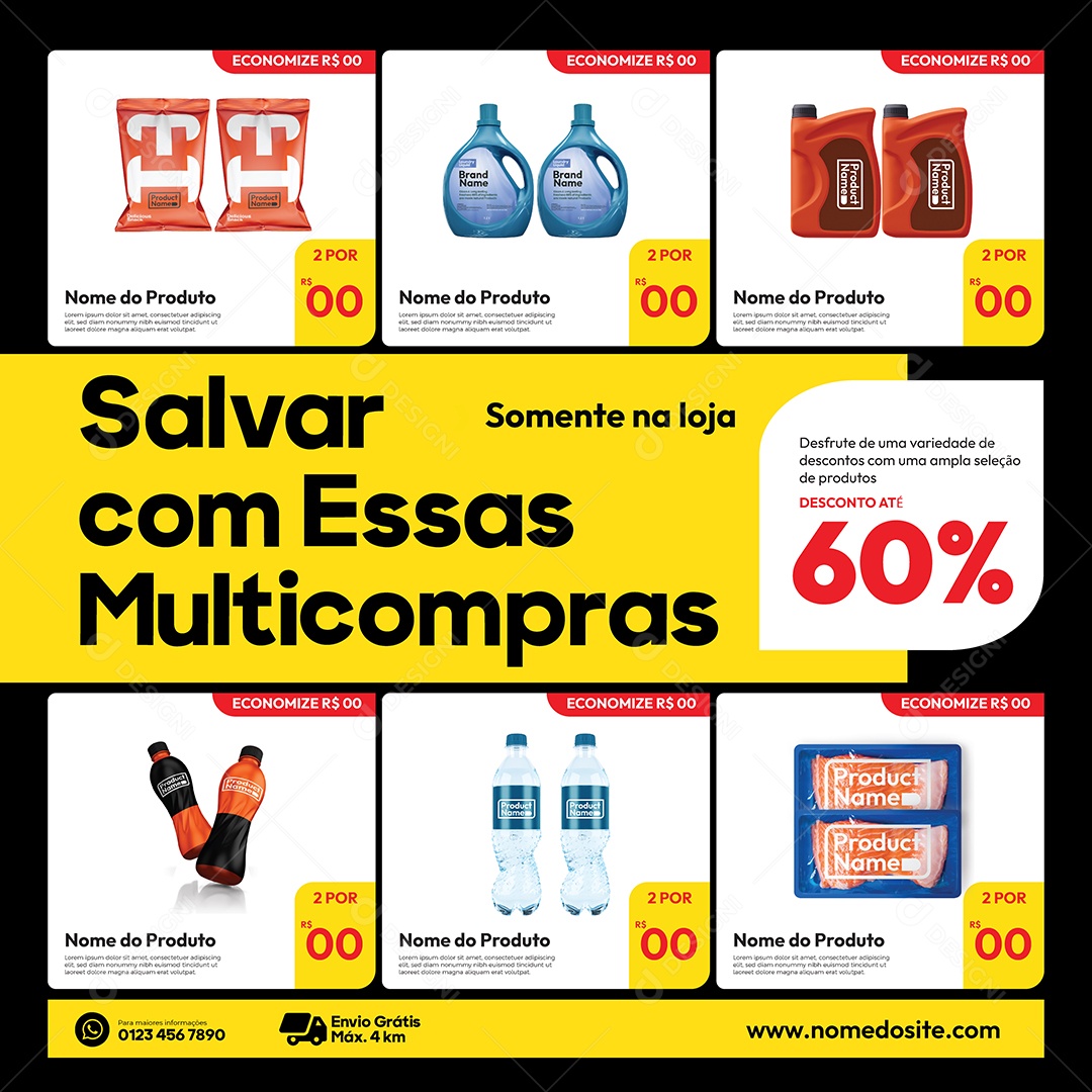 Social Media Template Supermarket Save With These Multipurchases Editable EPS