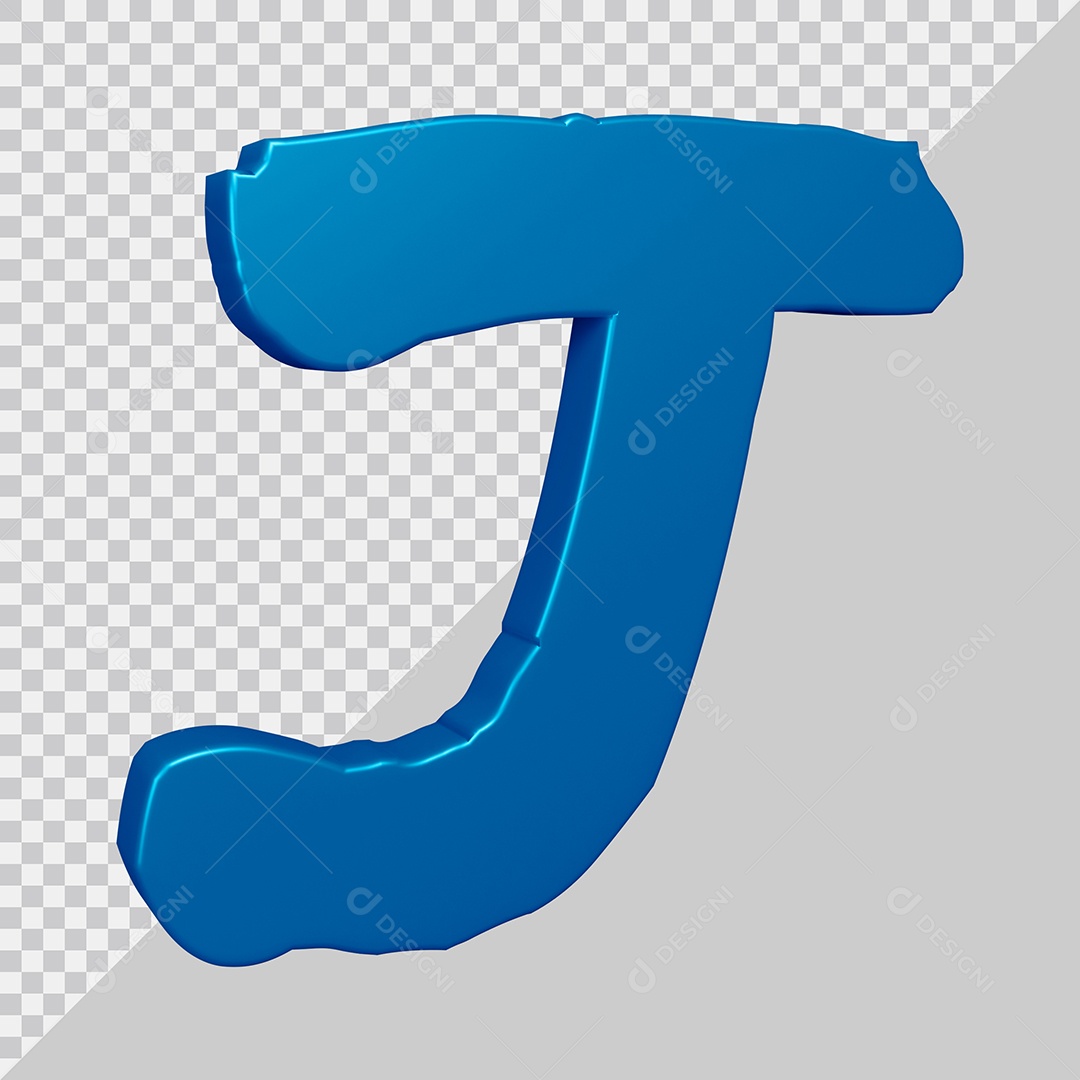 Elemento 3D Para Composição Letra J Azul PSD