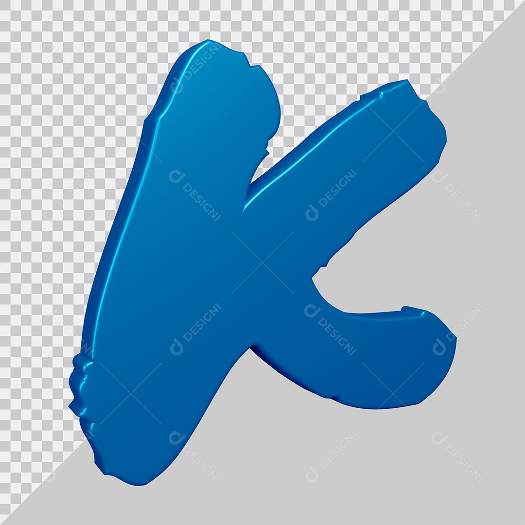 Elemento 3D Para Composição Letra K Azul PSD