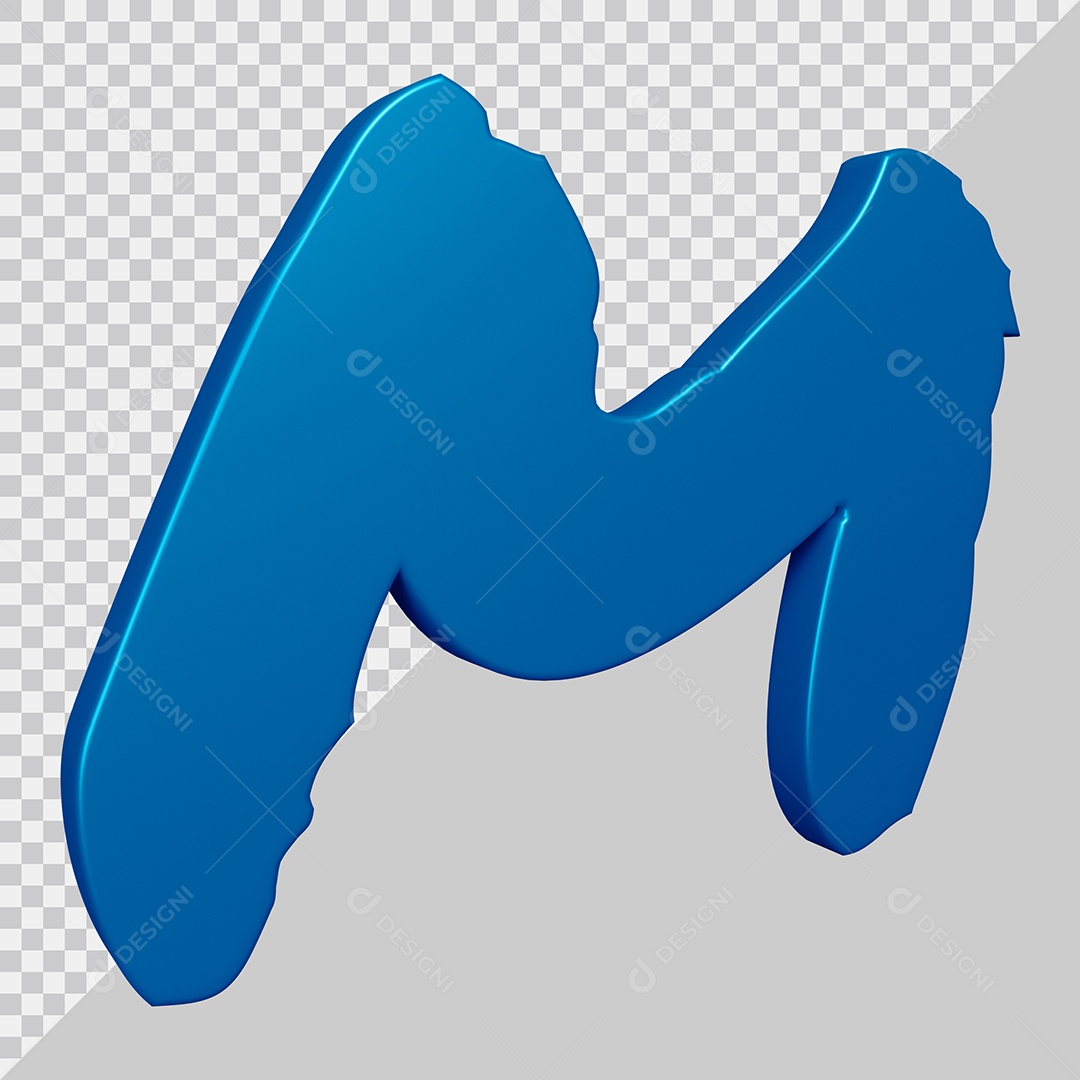 Elemento 3D Para Composição Letra M Azul PSD