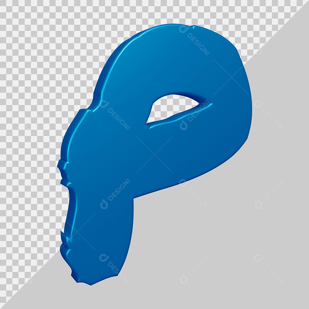 Elemento 3D Para Composição Letra P Azul PSD