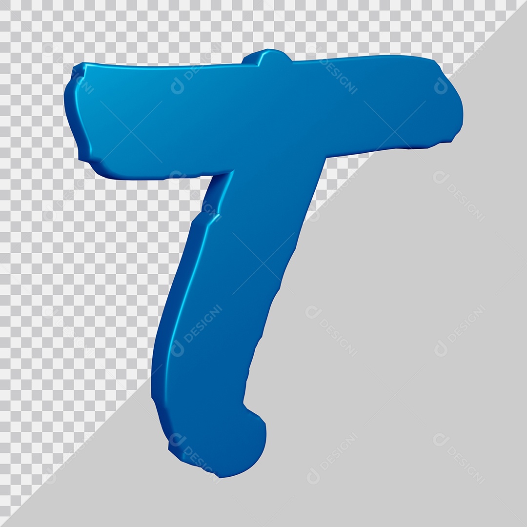 Elemento 3D Para Composição Letra T Azul PSD
