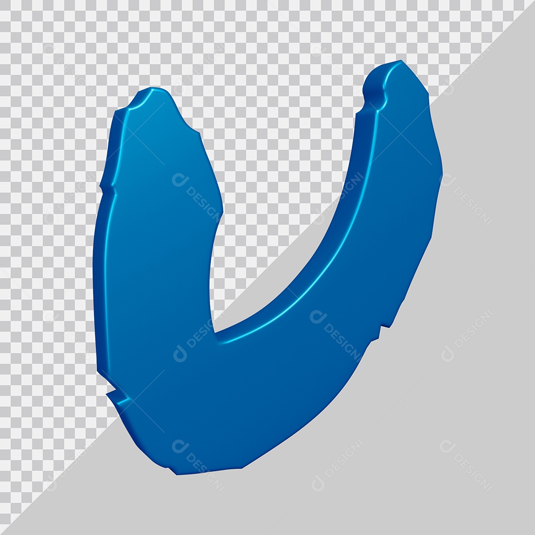 Elemento 3D Para Composição Letra U Azul PSD