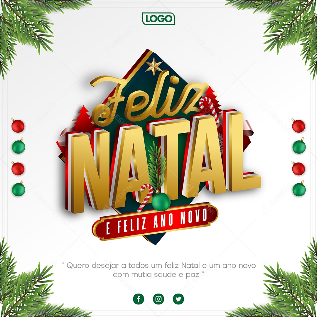 Social Media Template Feliz Natal e Feliz Ano Novo 2022 EPS Editável