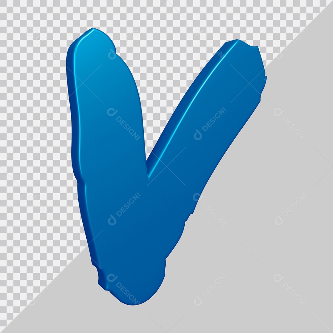 Elemento 3D Para Composição Letra V Azul PSD