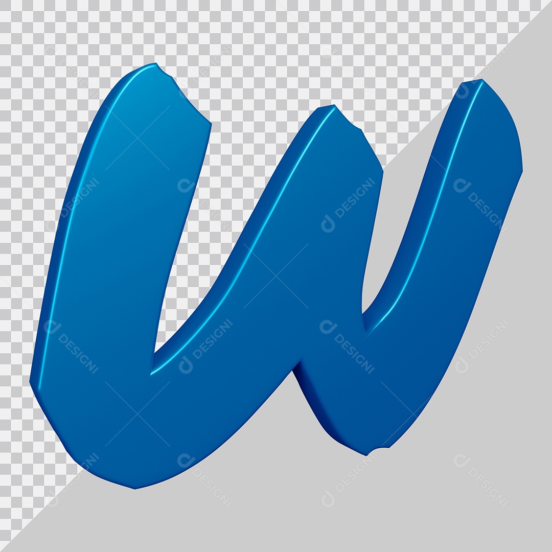 Elemento 3D Para Composição Letra W Azul PSD