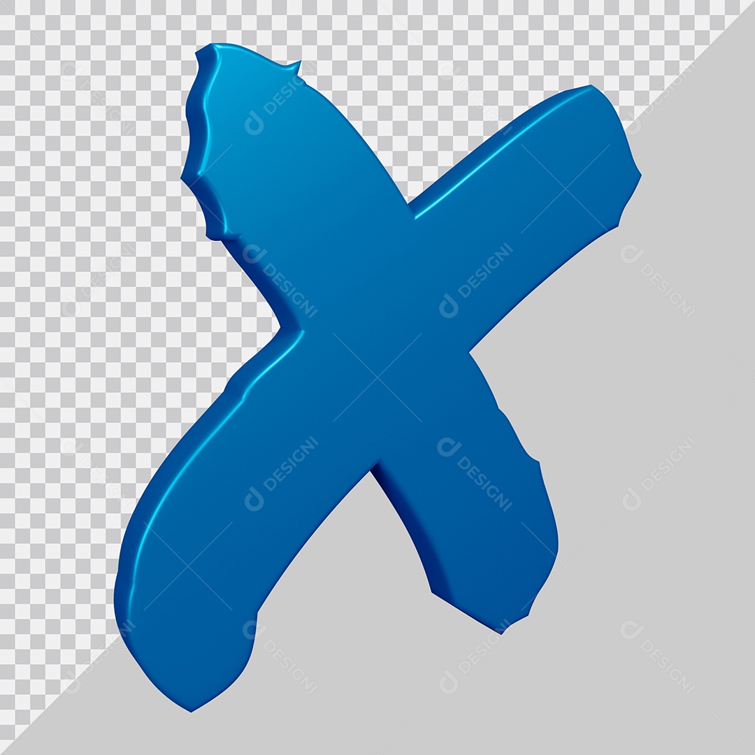 Elemento 3D Para Composição Letra X Azul PSD