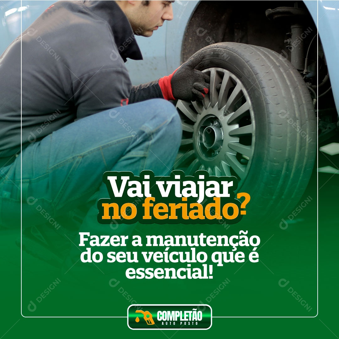 Posto de Combustível Gasolina Manutenção do Veículo Social Media PSD Editável