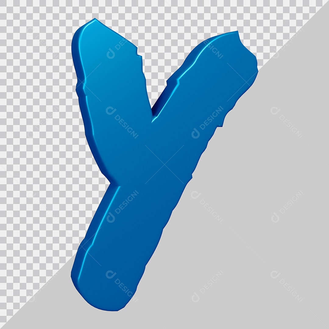 Elemento 3D Para Composição Letra Y Azul PSD
