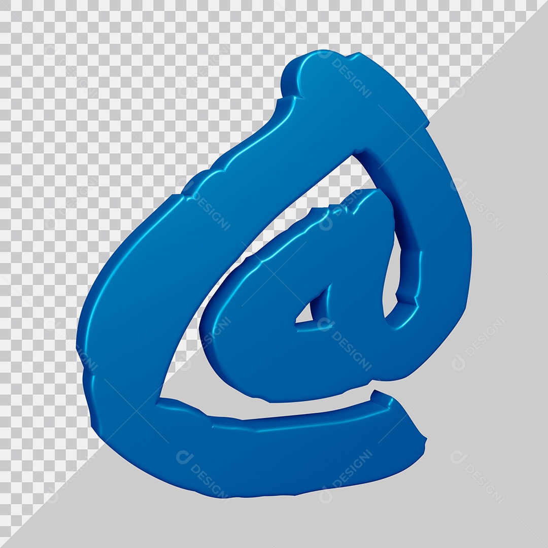 Elemento 3D Para Composição Símbolo Arroba Azul PSD