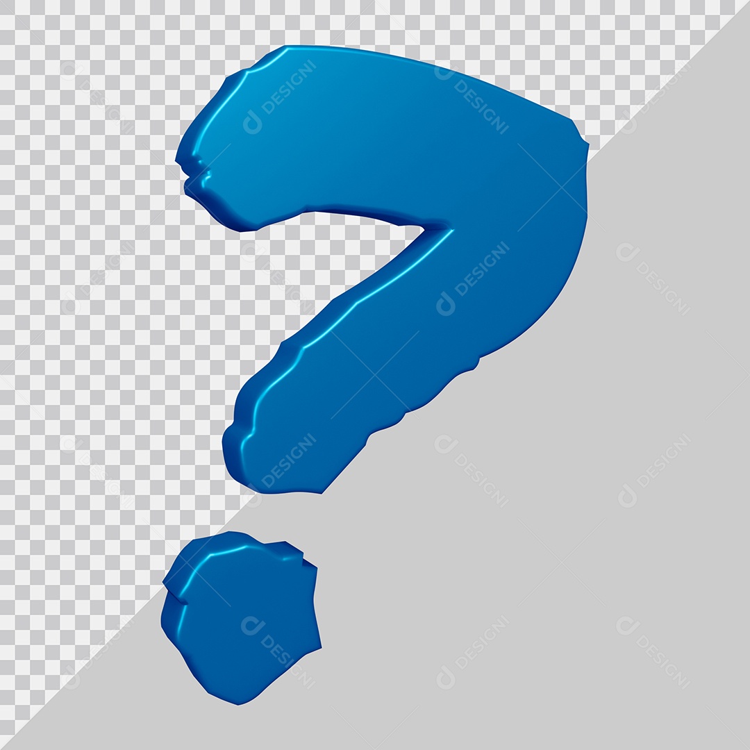 Elemento 3D Para Composição Símbolo de ponto de interrogação Azul PSD