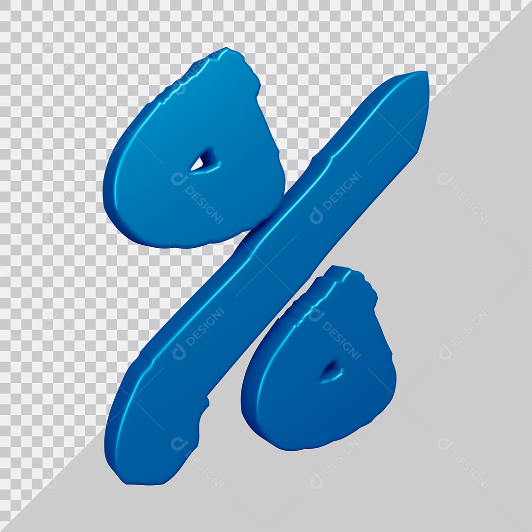 Elemento 3D Para Composição Símbolo de Porcentagem Azul PSD