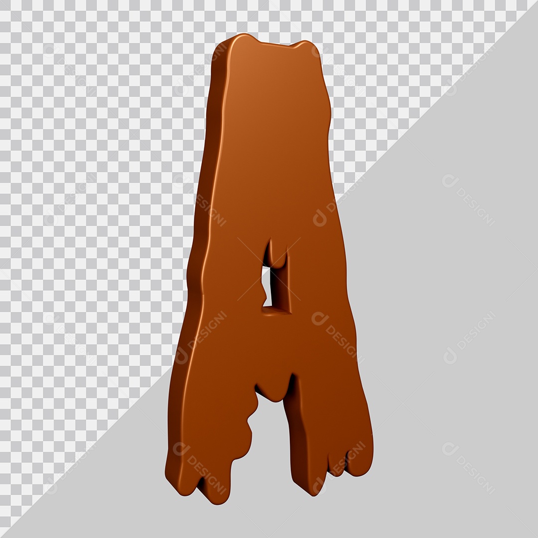 Elemento 3D Para Composição Letra A Textura De Chocolate PSD