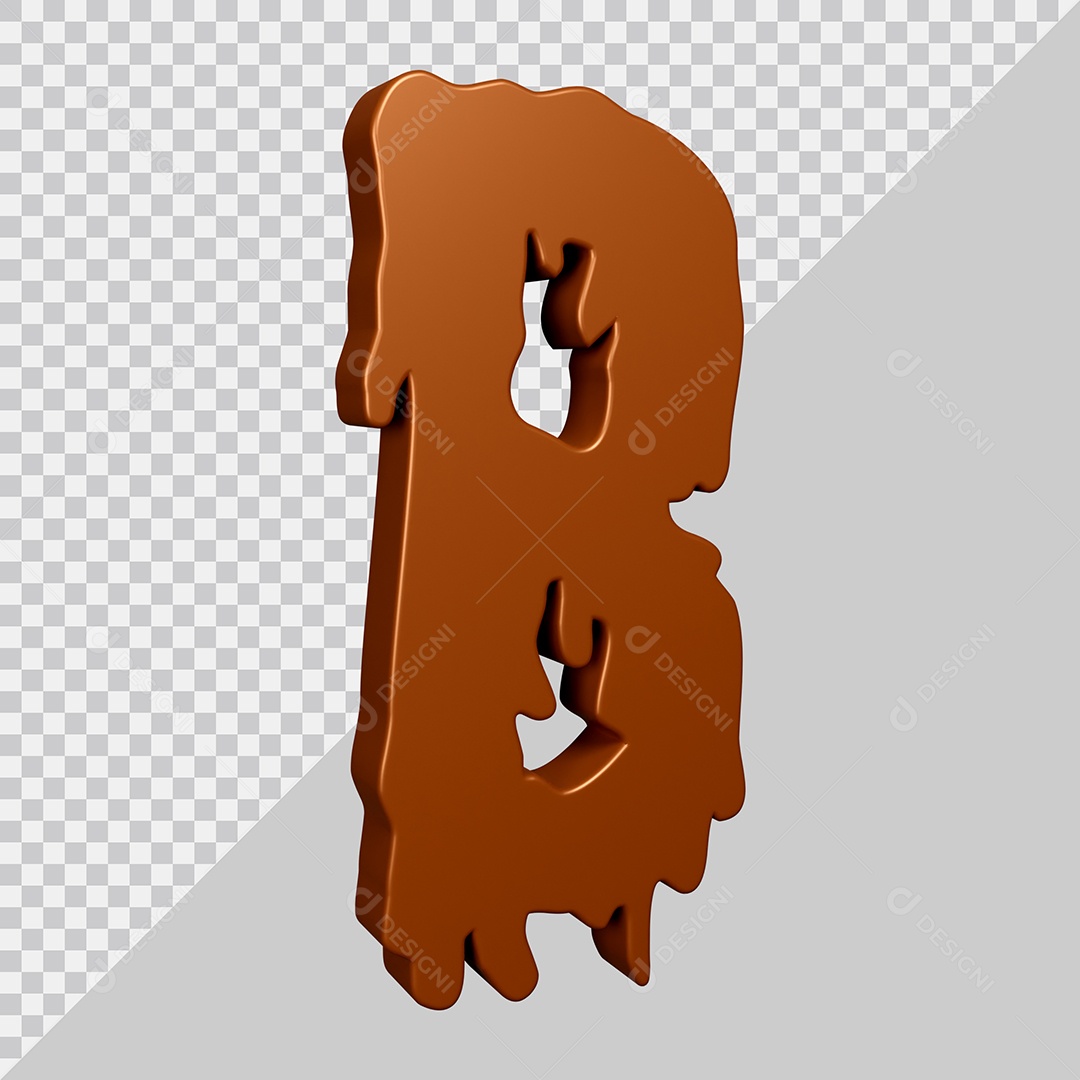 Elemento 3D Para Composição Letra B Textura De Chocolate PSD