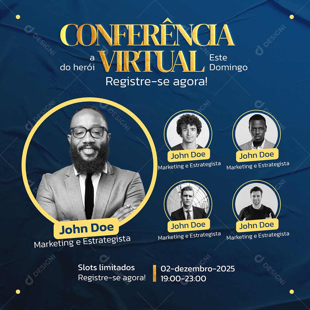 Social Media Conferência Ao Virtual PSD Editável