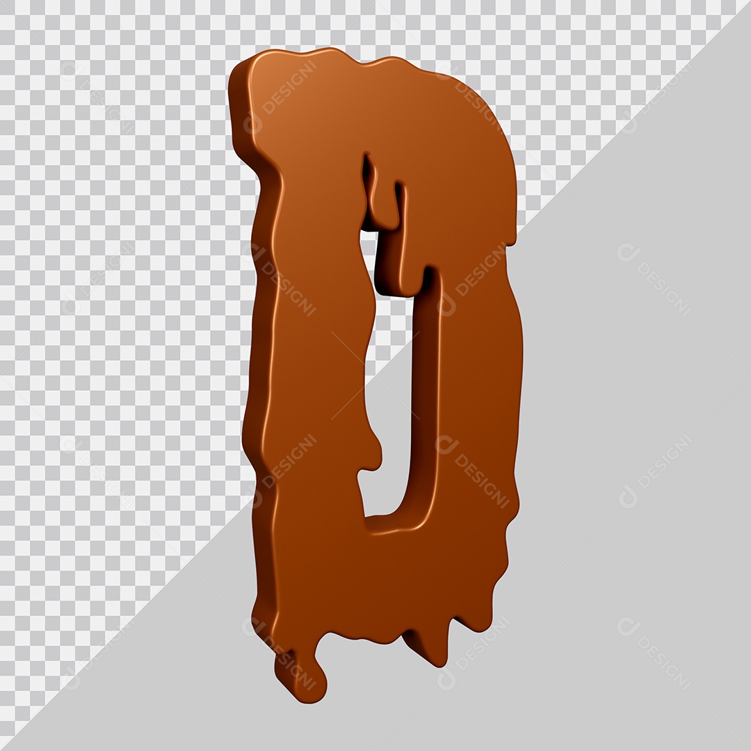 Elemento 3D Para Composição Letra D Textura De Chocolate PSD