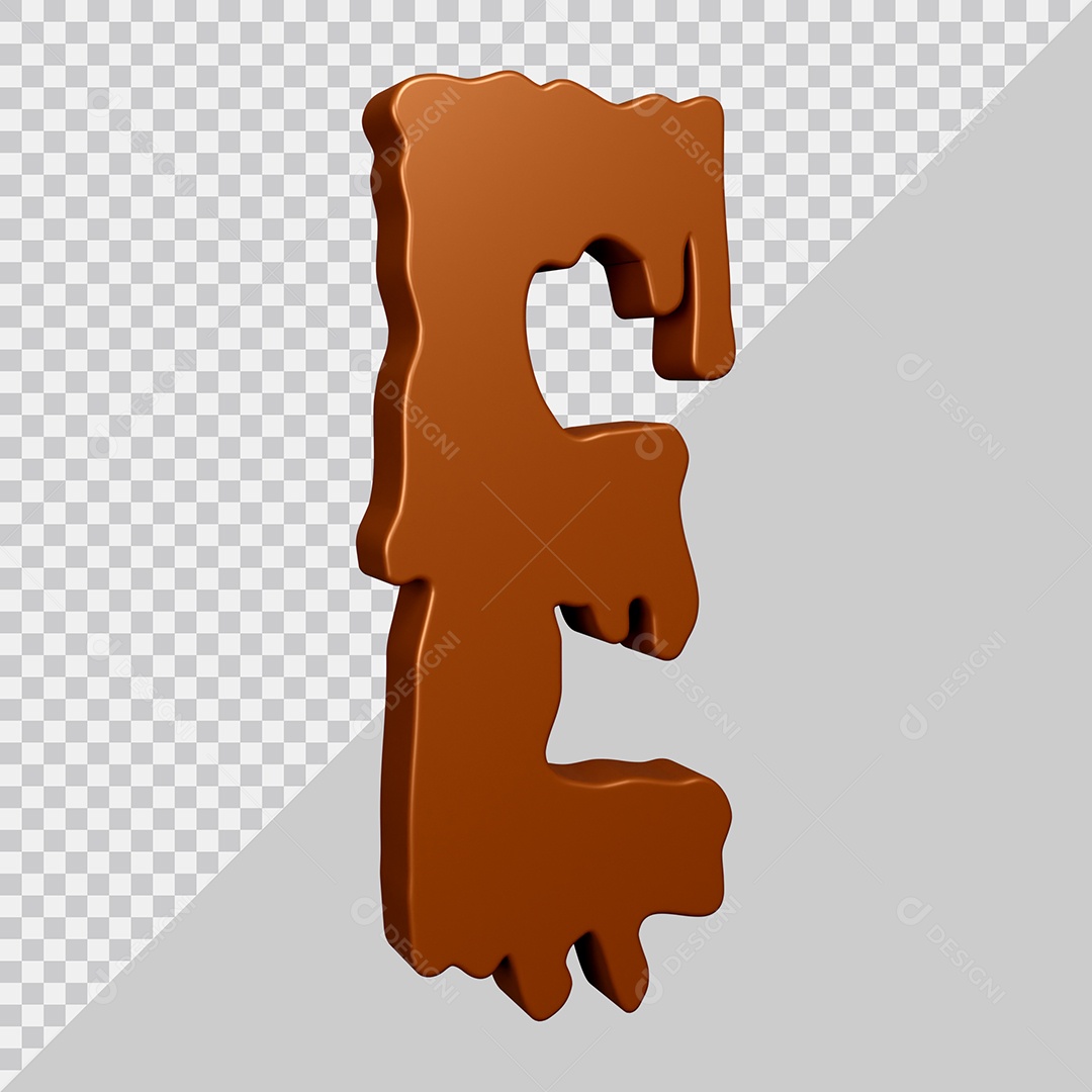 Elemento 3D Para Composição Letra E Textura De Chocolate PSD