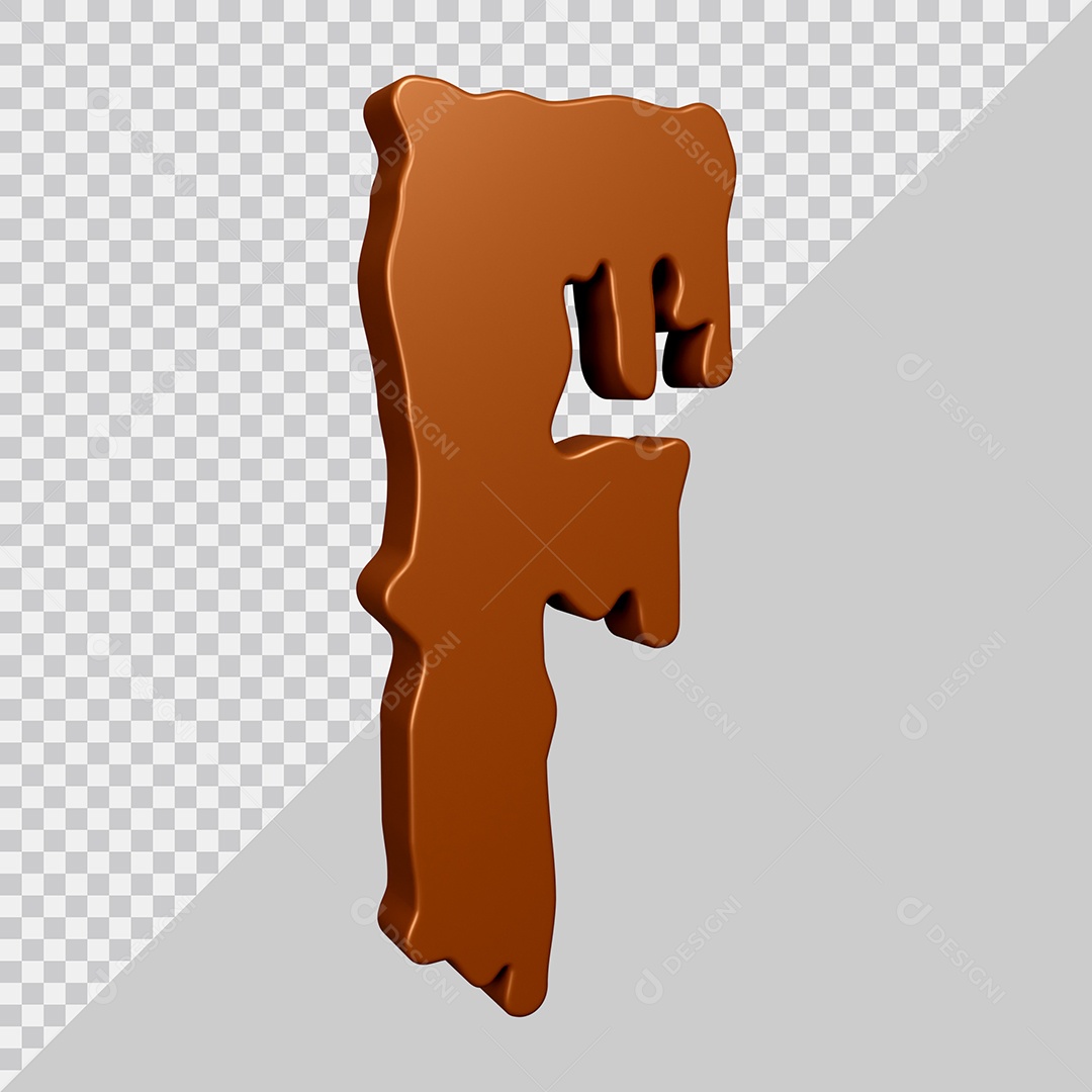 Elemento 3D Para Composição Letra F Textura De Chocolate PSD
