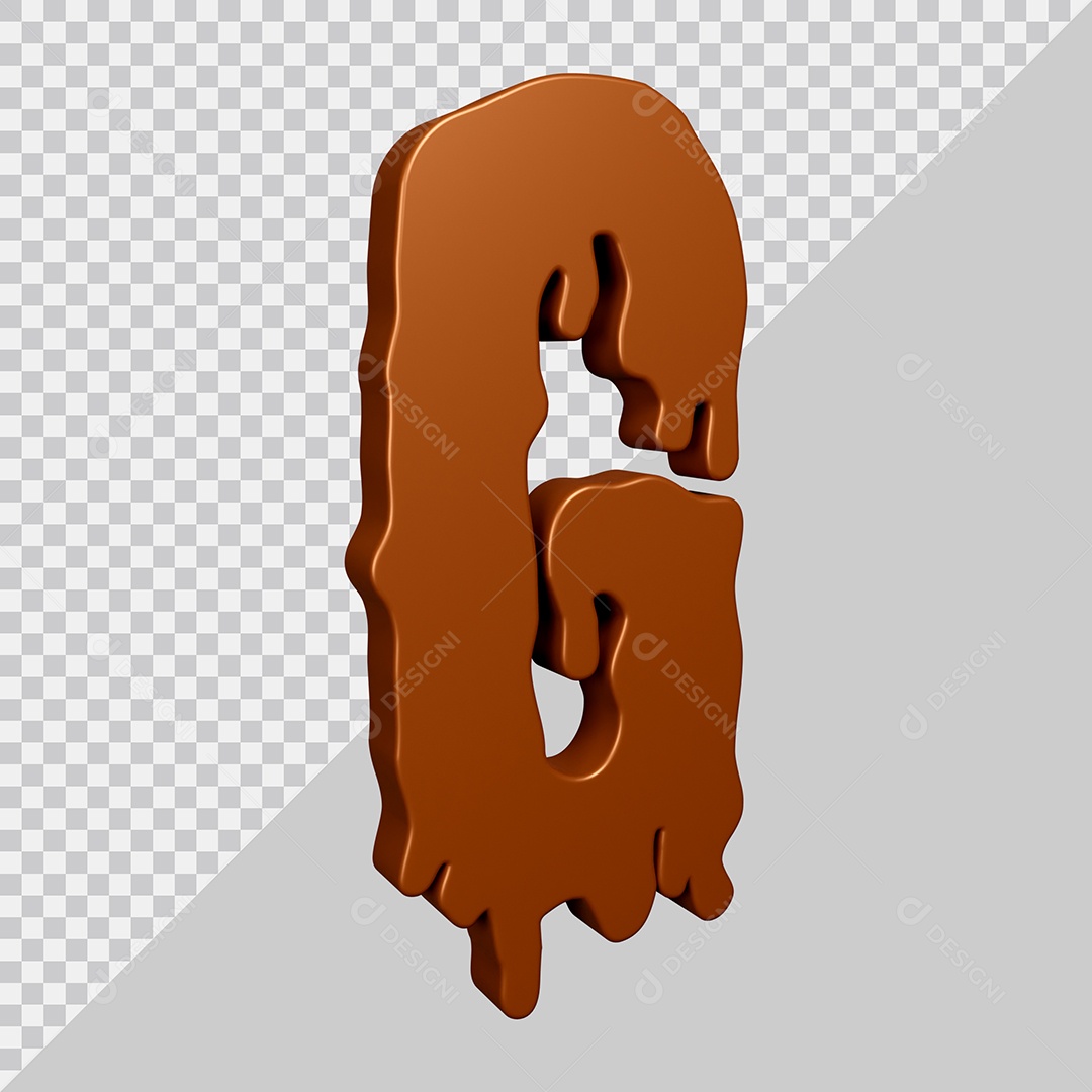 Elemento 3D Para Composição Letra G Textura De Chocolate PSD