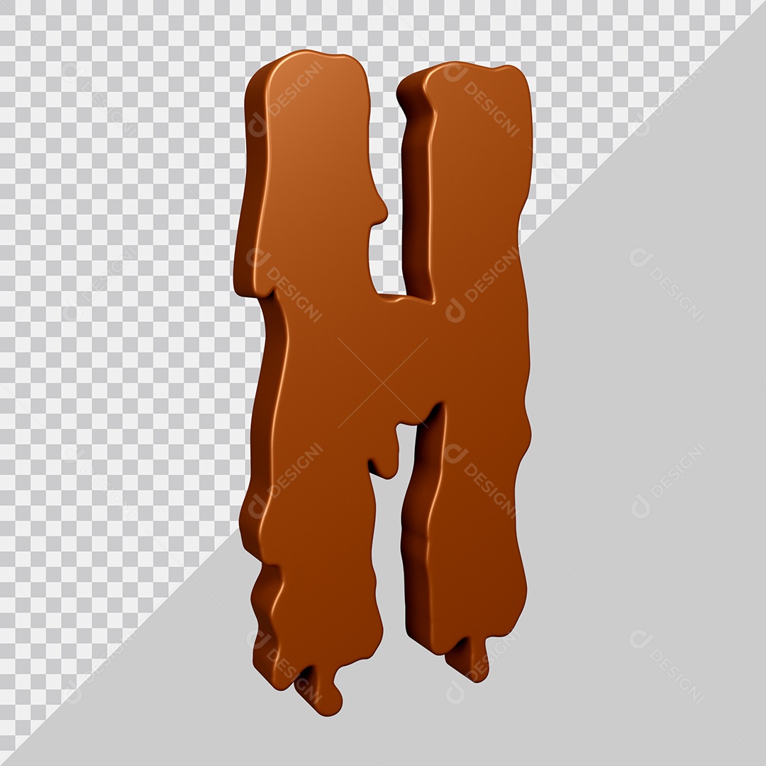 Elemento 3D Para Composição Letra H Textura De Chocolate PSD