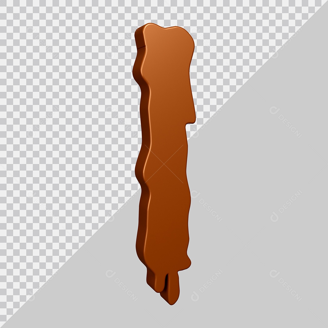 Elemento 3D Para Composição Letra I Textura De Chocolate PSD