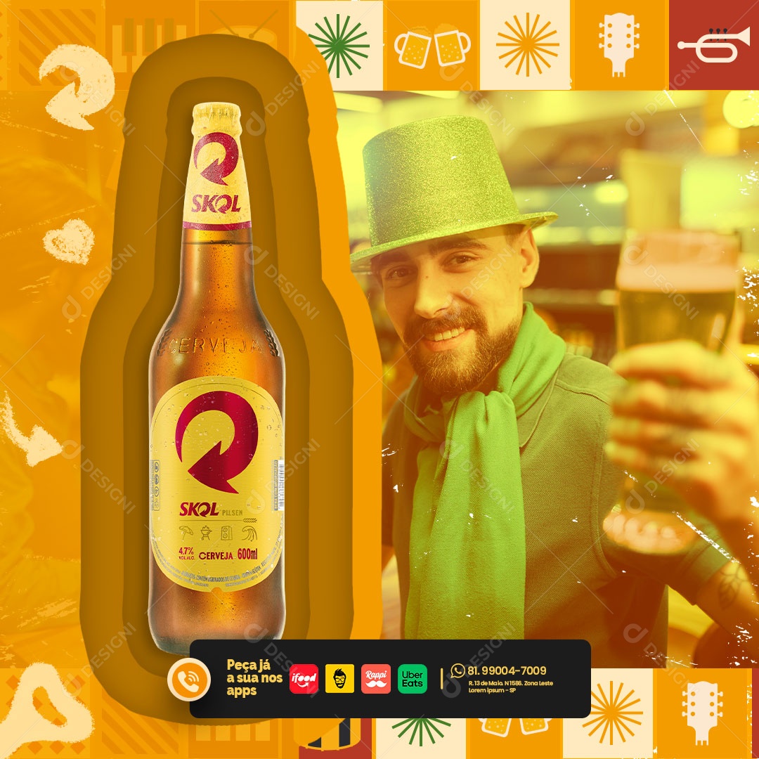 Social Media Distribuidora de Bebidas Cerveja Skol PSD Editável