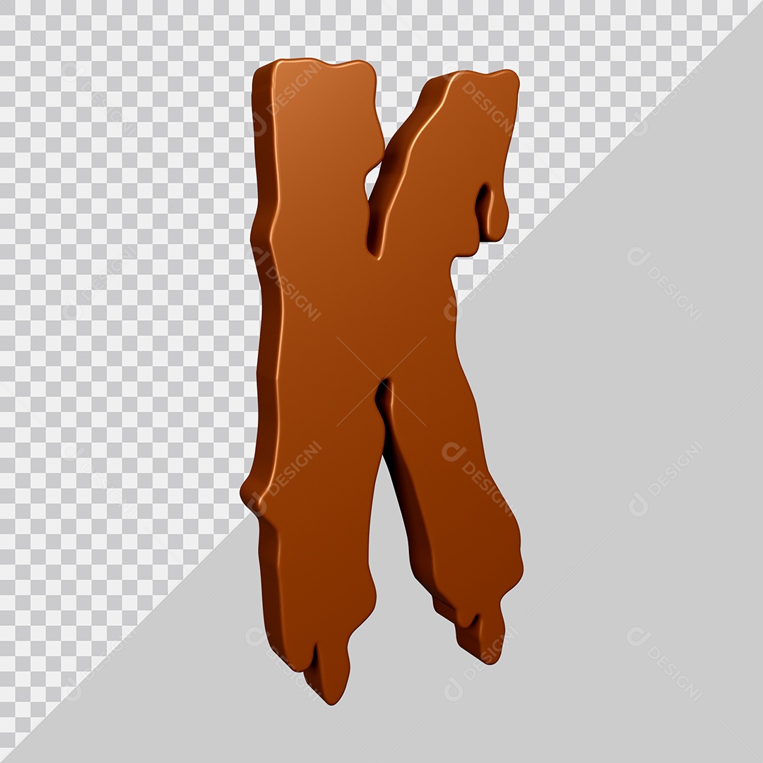 Elemento 3D Para Composição Letra K Textura De Chocolate PSD