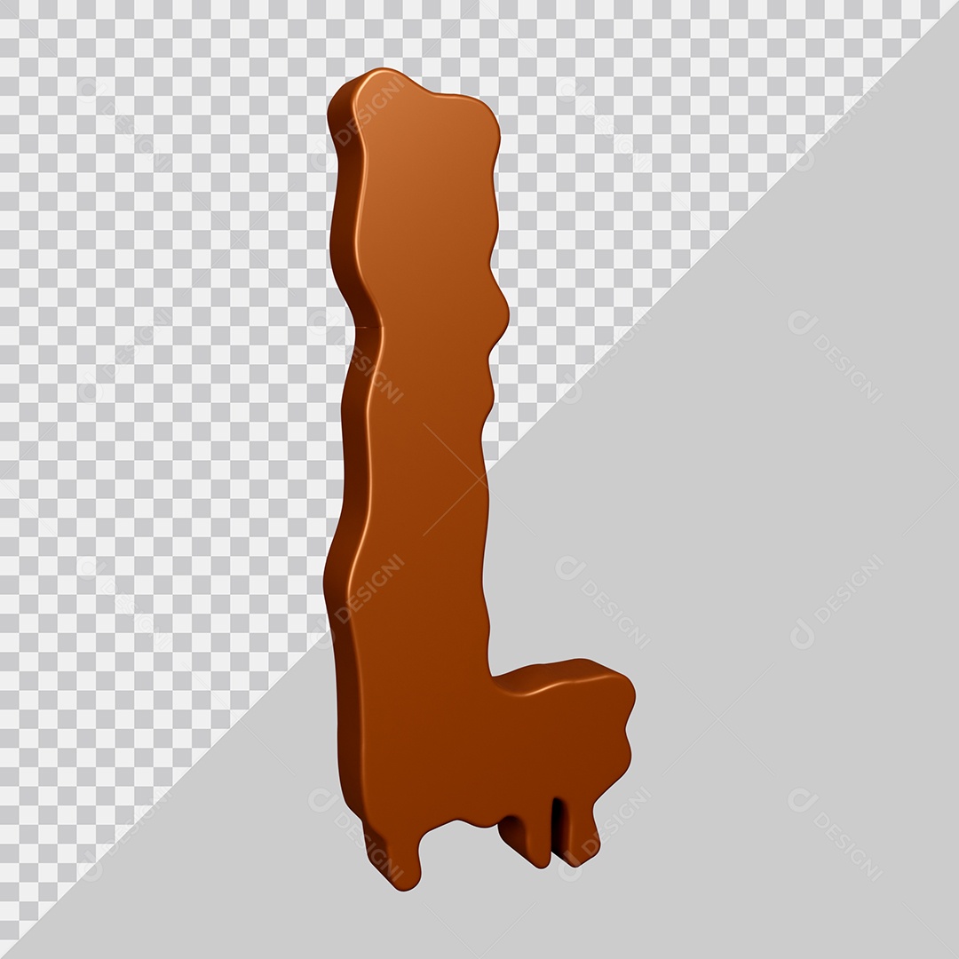 Elemento 3D Para Composição Letra L Textura De Chocolate PSD