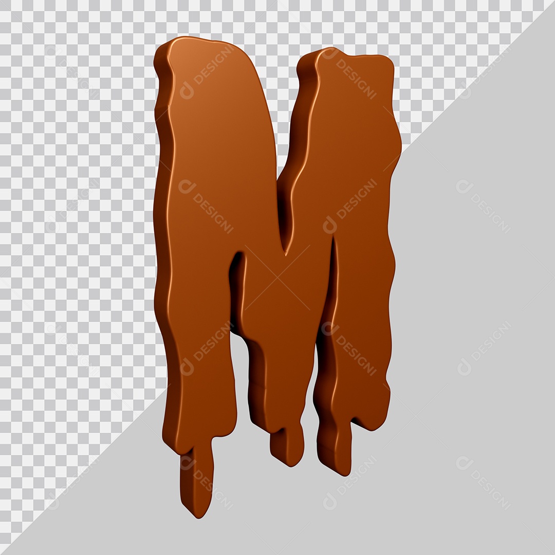 Elemento 3D Para Composição Letra M Textura De Chocolate PSD
