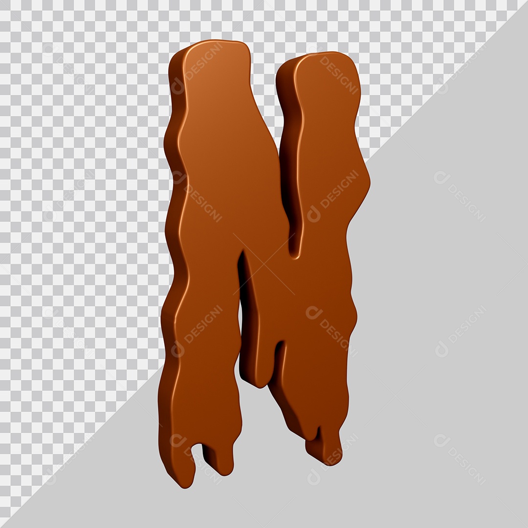 Elemento 3D Para Composição Letra N Textura De Chocolate PSD