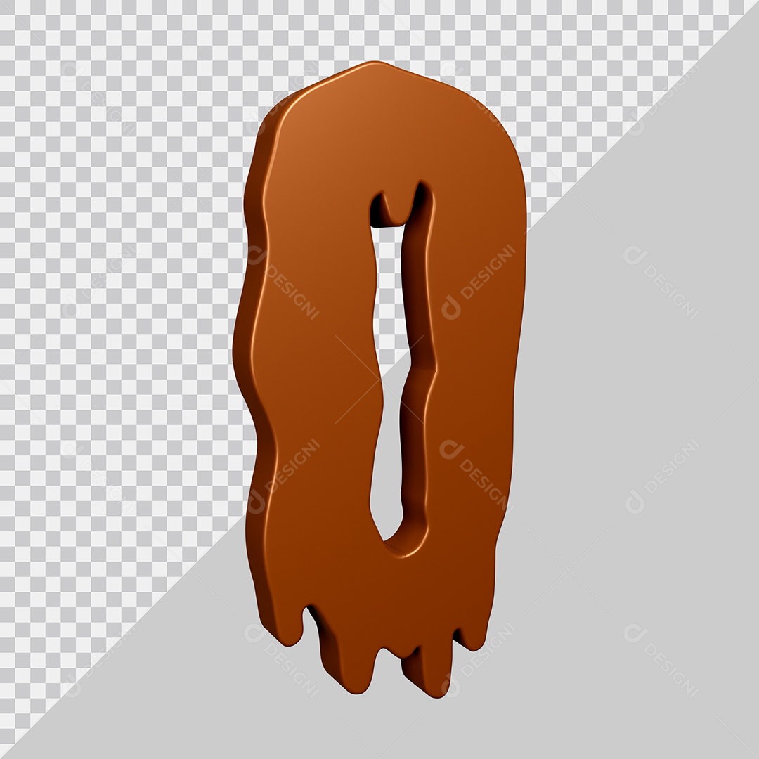 Elemento 3D Para Composição Letra O Textura De Chocolate PSD