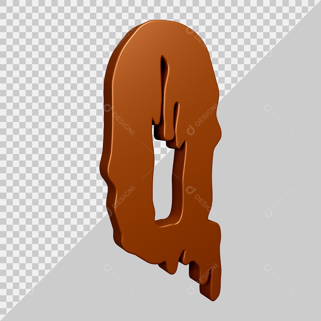 Elemento 3D Para Composição Letra Q Textura De Chocolate PSD